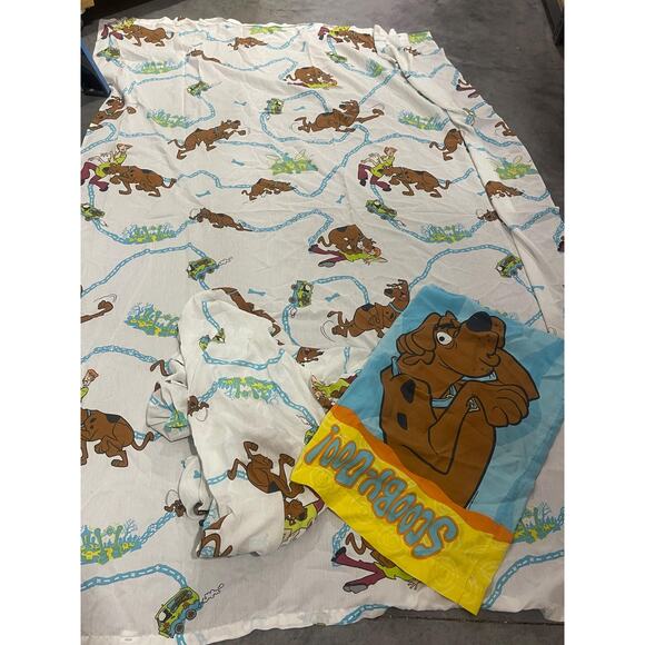 Scooby-Doo, 1990s Cotton Bedding Set, Twin Sheet Set - Picture 1 of 3